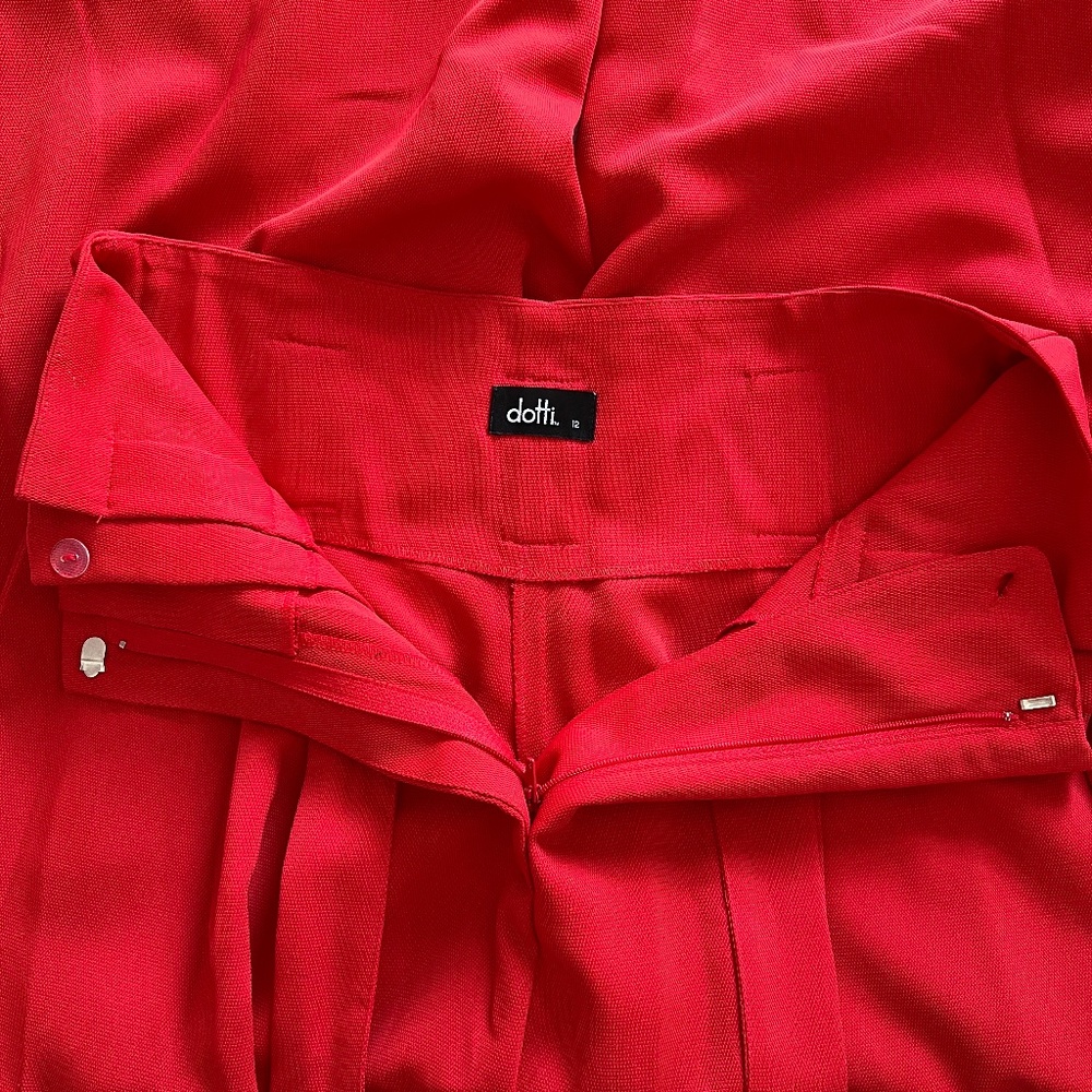 Hot Red Wide Leg Pants Dotti Size 12 - Picture 3 of 5